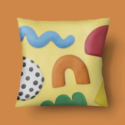 Colorful cushion pillow with cute clay pattern home decor